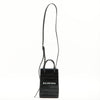 Balenciaga Shopping Phone Holder Croc-Embossed Crossbody Black